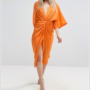 ASOS NEW Size US 0 Orange Kimono Knot Dress